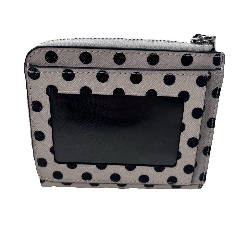 kate spade polka dot zip card wallet in light pink and black - Picture 2 of 7